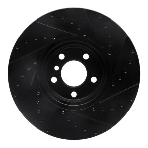 BMW X5 Brake Rotor (1) - Front Left - R1 Concepts - Drilled & Slotted - Black - `02-`06